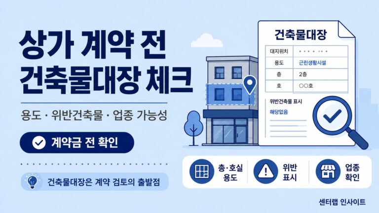 상가 계약 전 건축물대장 체크 이미지