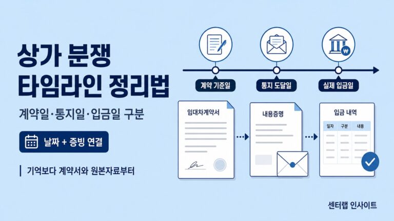 상가 분쟁 타임라인 정리법 이미지