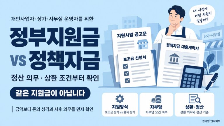 정부지원금 VS 정책자금 이미지